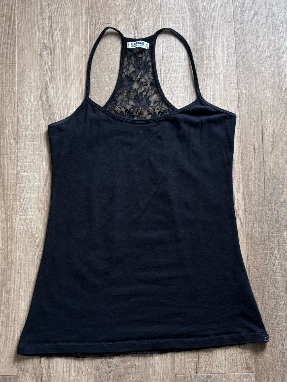 Garage Tank Top with Lace Back in Black